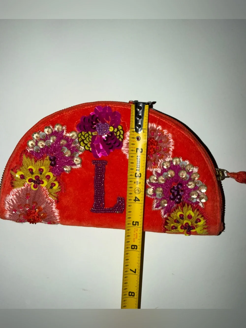 New Anthropologie “L” Small Purse Monogram  Beaded Tassel Boho Clutch Wallet